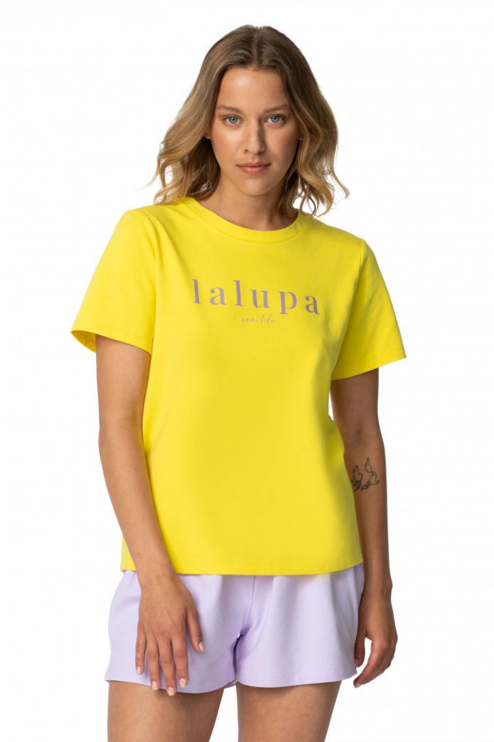 T-shirt damski koszulka z krótkim rękawem bawełniana żółty